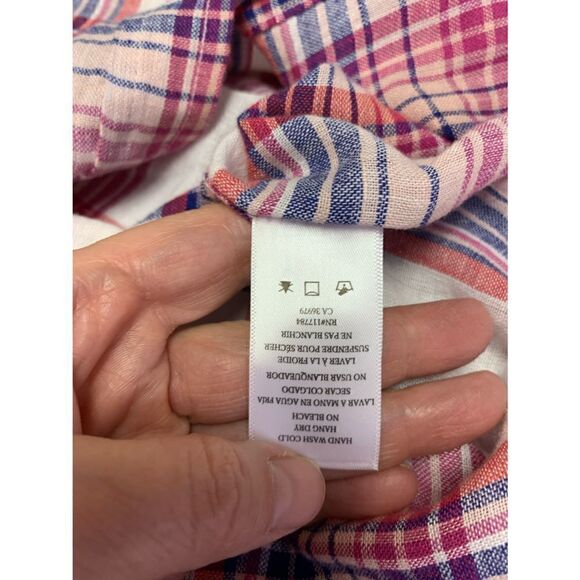 Rails Charli White Peach Fuschia Plaid Shirt Size XS - Picture 10 of 13